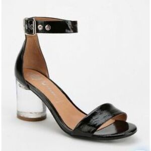 Jeffrey Campbell Affair Black Block Heel Sandal Lucite Clear 7.5